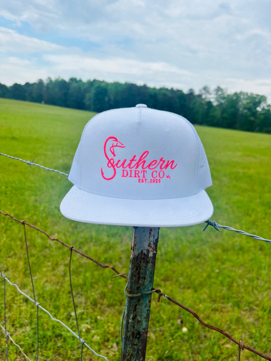 White Hot Pink Hat- FULL LOGO