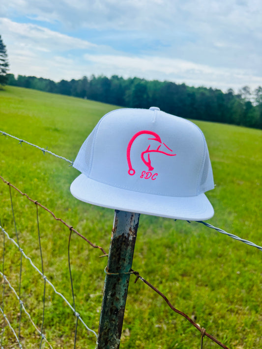 White and Hot Pink Hat- Duck Head Logo