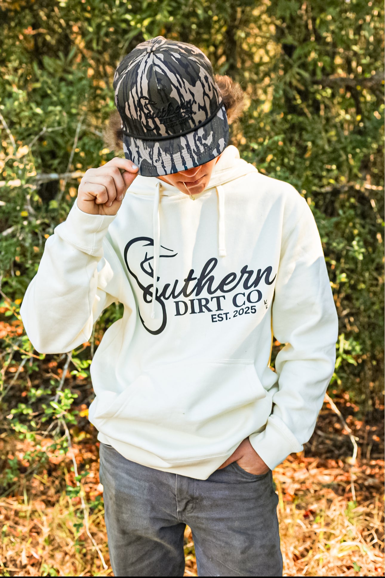 White and Black Logo Hoodie